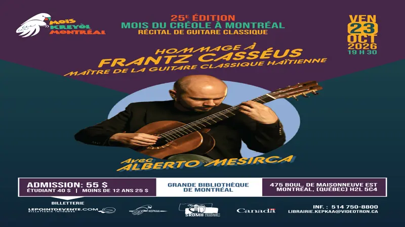 Intervista a ALBERTO MESIRCA virtuoso della chitarra in concerto nel quadro del "Mois du Créole à Montréal" 23-10-26  