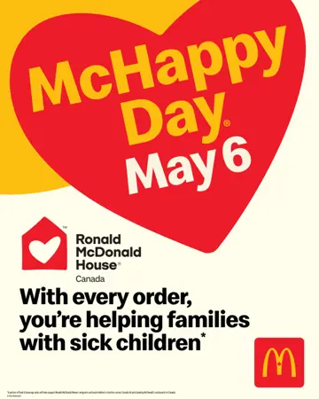 Join ENERGY 106 at McDonald’s at 1 Meadowland Drive in West St. Paul from 11AM - 1 PM on McHappy Day - May 6, 2026.