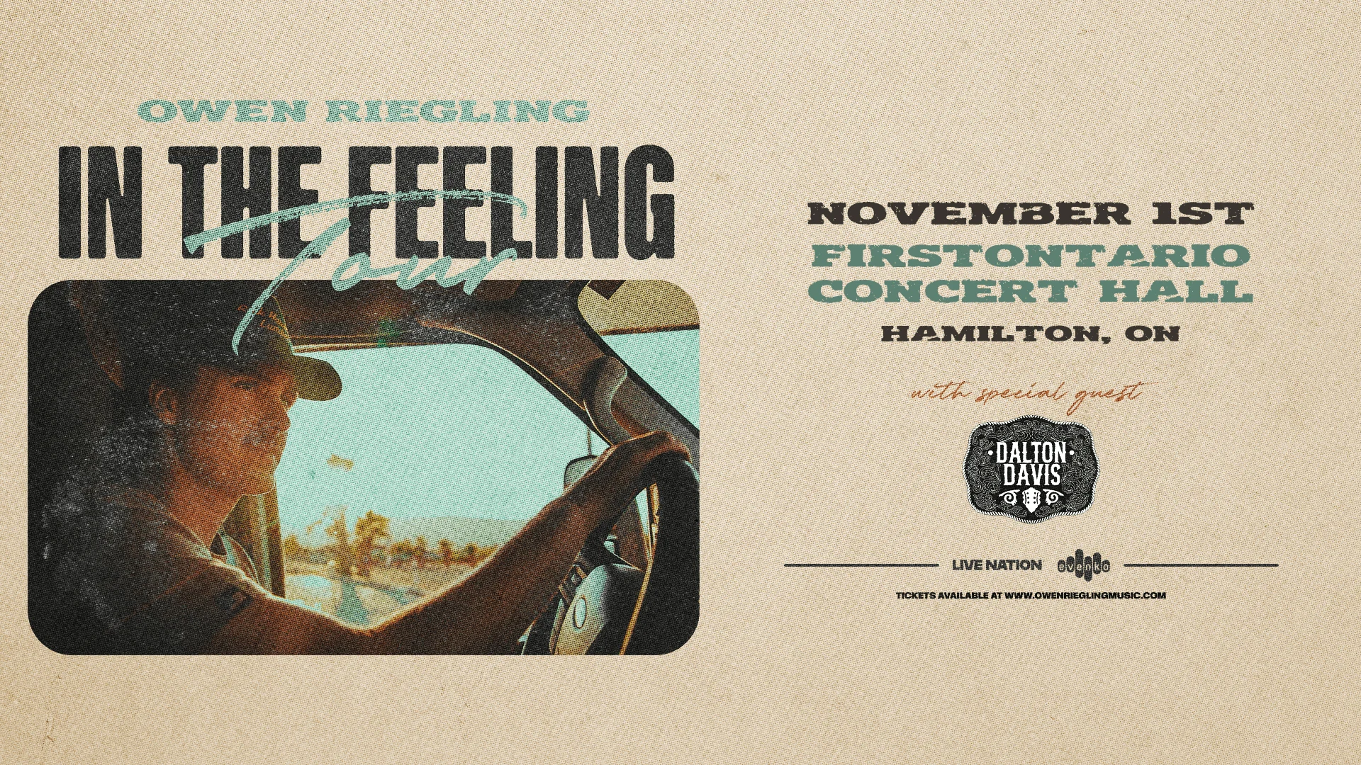 Owen Riegling In The Feeling Tour &ndash; November 1st, FirstOntario Concert Hall, Hamilton
