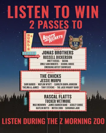 Win Weekend Passes to Boots and Hearts 2026 with Z103.5